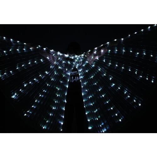 Belly Dance Butterfly Wings LED Glow Isis Wing with Stick Open 360 Degrees Wing Prop for Dancing