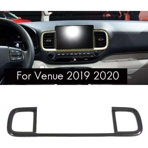 ABS Carbon Fiber Middle Central Air Vent Outlet Cover Trim Interior Decoration for Hyundai Venue 2019 2020