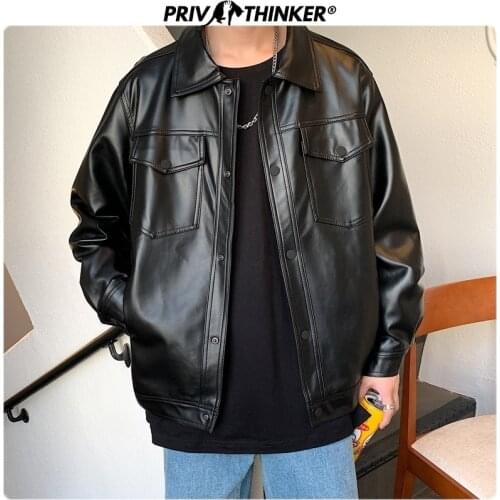 Hybskr Black Soft Faux Leather Motorcycle Jacket Solid Color Mens Hip Hop Coat Male Oversize Streetwear Fashion Mens Clothing