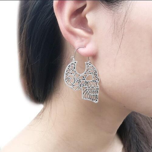 Skull Hollow Skull Tribal Brass Earring Skull Earrings Skull Jewelry Dropshipping