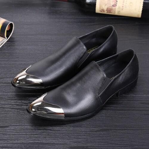 Mocassin homme thick bottom slipper slip on causal loafers formal dress oxford shoes for men leather black office shoes male