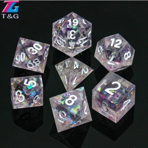 Colorful Sharp Edge Digital Dice Set 7pcs/set D4-D20 with DND RPG Gift Boardgames Polyhedral for Fun