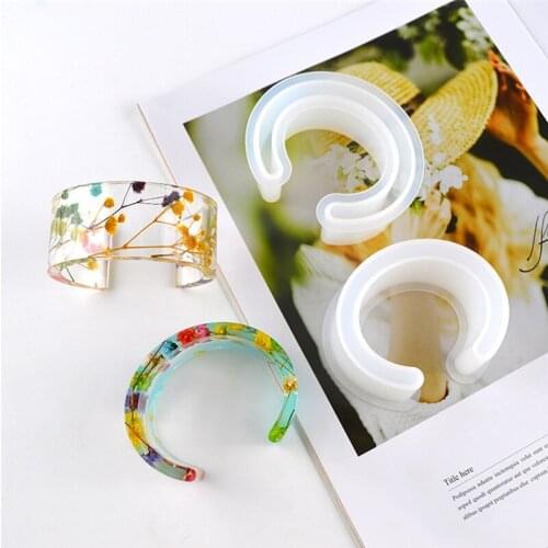 Newly Updated Clear Silicone Egg Shaped Bracelet Mould For Epoxy Resin Real Flower DIY Open Design Bangle Mould