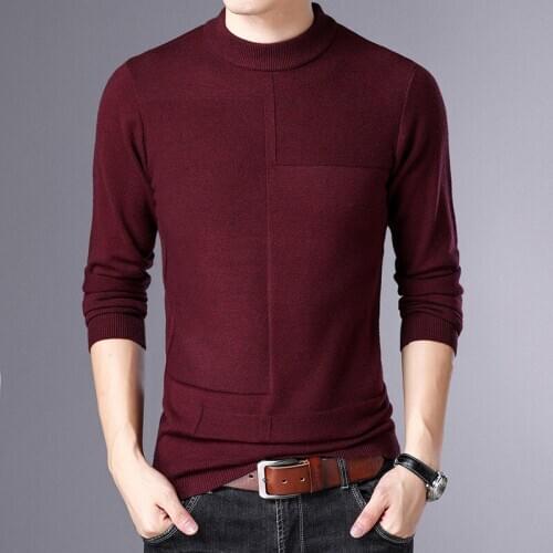 MRMT 2021 Brand New Autumn Winter Mens Sweater Thickening Warm Pullover for Male Pure Color Semi-turtleneck Knitting Sweater