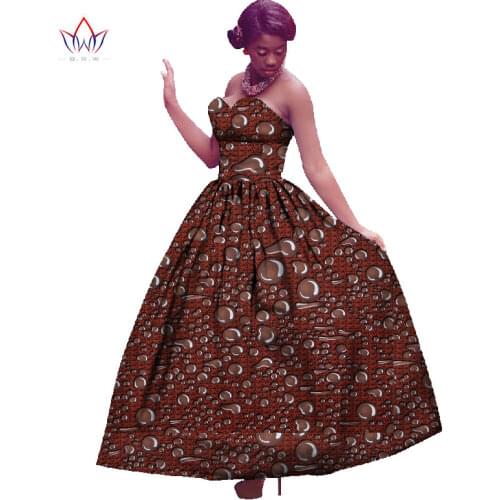 New Arriving Africa Dresses for Women Bazin Sexy Sleeveless Wedding African Clothing Dashiki Plus Size Dress for Lady WY913