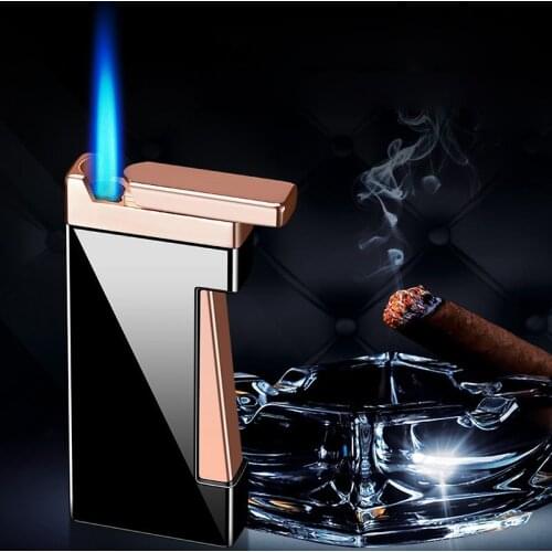 NEW Personalized Square Windproof Metal Butane Gas Lighter Mini Torch Jet Lighter Cigarette Cigar Lighters Smoking Accessories