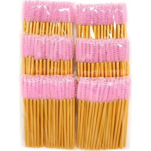 300pcs/Set Fashion Disposable Eyelash Extension Supply Mascara Brush Wand Eyebrow Comb Brushes Spoolers Makeup Tool for Women