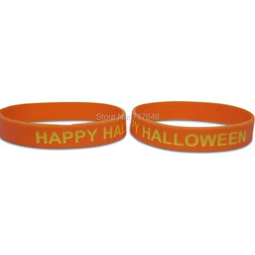 100pcs Happy Halloween Orange wristband silicone bracelets free shipping by ePacket A
