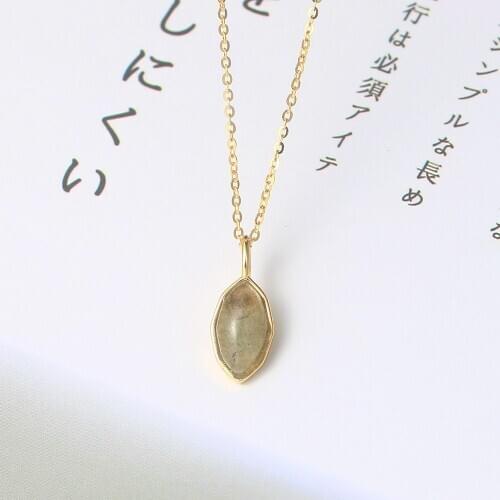 LAMOON 925 Sterling Silver Necklace For Women Natural African Labradorite Gemstone Pendant 14K Gold Plated Fine Jewelry LMNI103