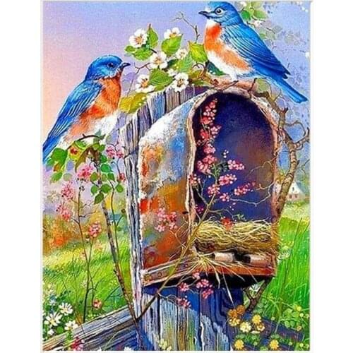 Landscape Embroidery Mosaic Craft Birds Aviary Diamond Painting Kit Crystal Picture Wall Paper Rhinestone Drawing Christmas Gift