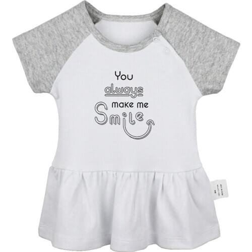 You Always Make Me Smile Good Vibes Only Kale Pscho Design Newborn Baby Girls Dresses Toddler Infant Cotton Clothes