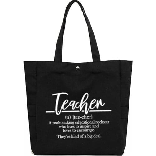 Teacher Definition Gift for Teachers Shoulder Bag Large Capacity Ladies Tote Bag Canvas Bag Women Shopping Bag