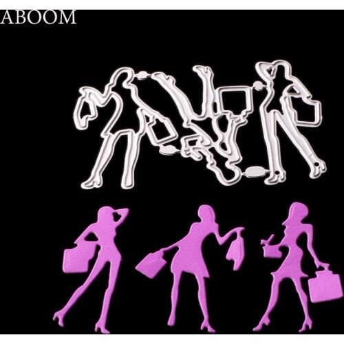 ABOOM Shopping Women Pattern Metal Carbon Steel Die Cut Embosing Stencils DIY Scrapbooking Album Photo Decoration Cutting Dies
