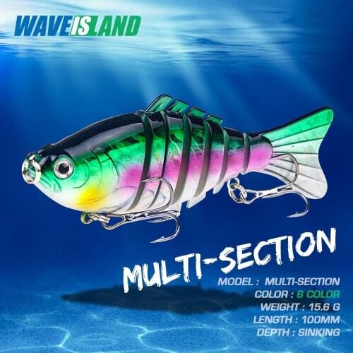 WAVEISLAND Swimbait Fishing Lure 15.6g/10cm Multi 7-Section Bass Fishing Tackle Lures Multi-section Trolling Isca Artificial