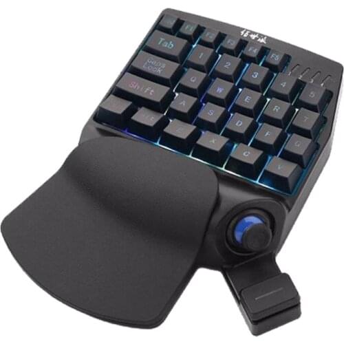Wired Gaming Keyboard Mechanical Key Board One Hand Automatic Pressure Rocker Left-Handed Keyboard for Battleground Game