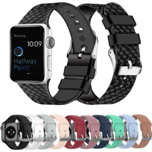 Strap for apple watch 4 3 band 44mm 40mm 42mm 38mm correa 3D Texture silicone watchband for iwatch 3/2/1 bracelet rubber belt