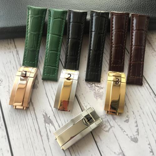 Luxury 20mm Black Green Brown Genuine Leather Watchband Watch belt For Role Daytona gmt strap