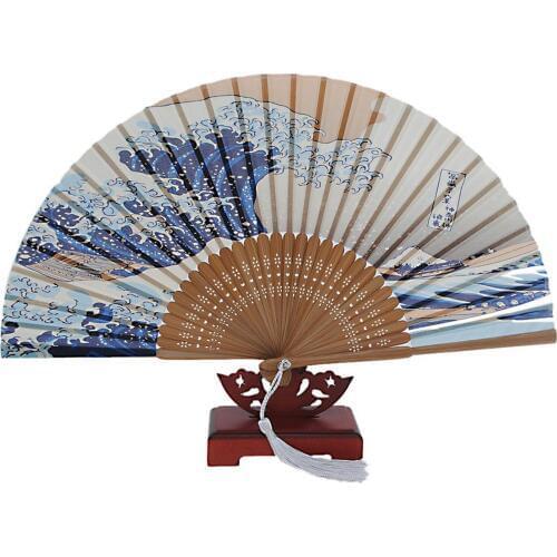 Best selling Japanese Handheld Folding Fan, with Traditional Japanese Ukiyo-e Art Prints