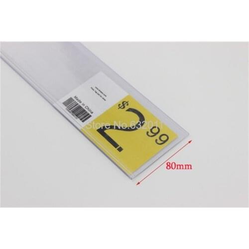 Width 80mm L 1.2-1m flat adhesive label holder strip shelf price talker ticket sign clip plastic data strip
