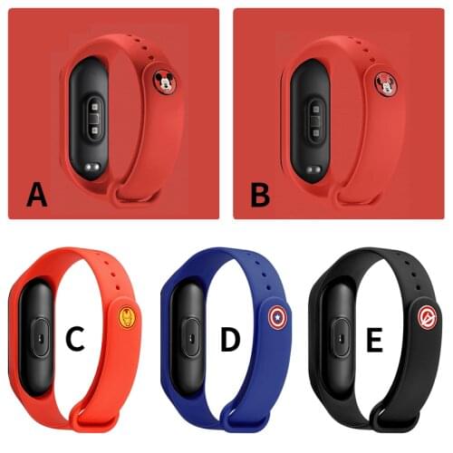 Disney Mickey Mouse Marvel Avengers Silicone Replacement Strap Strap for Xiaomi Mi Band 5 Sport Wristband Silicone Bracelet gift