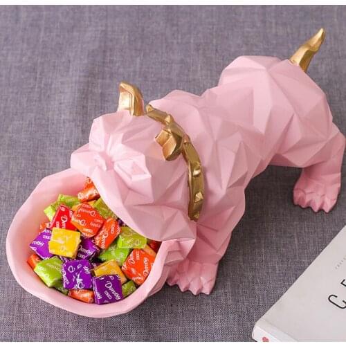 Nordic Lucky Dog Geometric Animal sculpture Ornament Decorations Coffee table candy dish Door shoe key storage items ornaments
