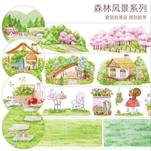 Party scenery people grass ground garden house special oil tape