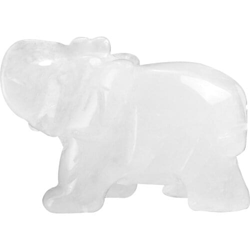 2 inch Crystal Natural Rock Quart Elephant Statue Carved Elephant Figurine Mini Animals Figurines for Home Decor Chakra Healing