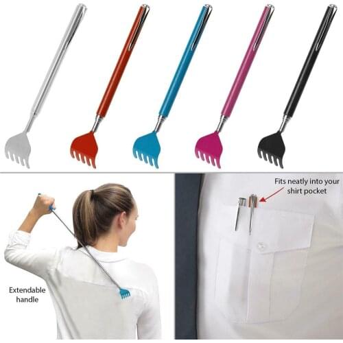 Telescopic Scratcher Tickle stainless steel Back Massage Itch Anti Massage Stick yellow and blue For Steel Back Adjustable Relax