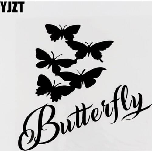 YJZT 15.5CM×14.6CM Aestheticism Butterfly Car Sticker Decal Black/Silver Vinyl Car-styling 13F-0045