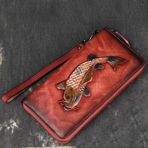 Retro Women Long Wallet 2021 Spring Genuine Leather Card Holders Animal Prints Cow Leather Ladies Clutch Bags Purse Hand Wallet