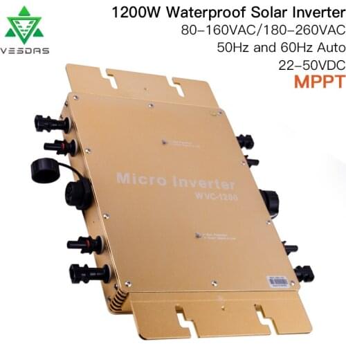 1200W Ip65 on Grid Tie Inverter MPPT Smart Micro Solar inverter Pure Sine Wave Inverter DC 22-50V For Solar System Panels