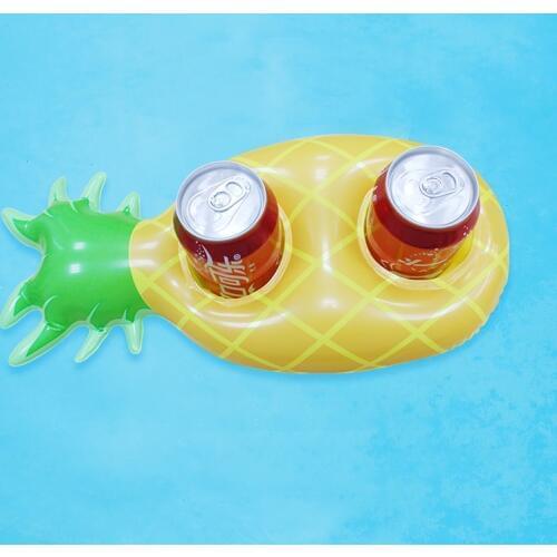 2Pcs Inflatable Pineapple Drink Holders Pool Floating Hot 2 Holes Cup Holder Swimming Pool Accessories Beach Party Toys Flamingo