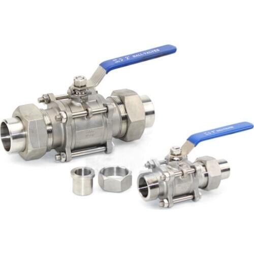 304 316 stainless steel 3PC Type Welded ball valve Q61F-16P 1/4" 3/8" 1/2" 3/4" 1" Butt welding external thread ball valve