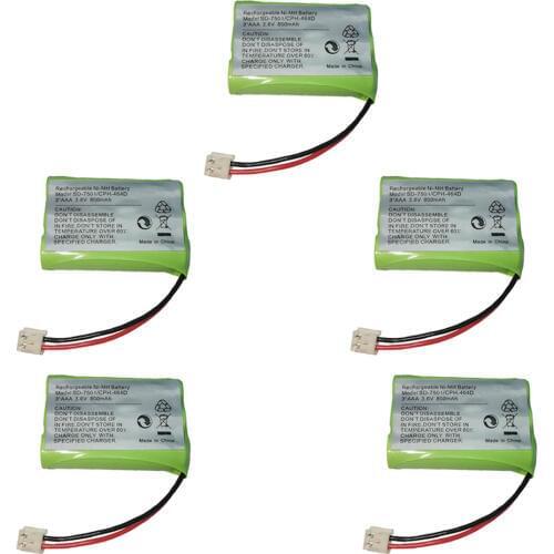 5PCS Replacement Ni-MH Battery 3.6V 800mAh for SD-7501 V-Tech 89-1323-00-00 AT & T Lucent 27910 CPH-464D 3.6V 3*AAA BATTERY