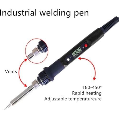 80W Soldering Iron LCD Digital Display Temperature Adjustable 220V EU Electric Solder Iron Set Welding Rework Station Repair Kit