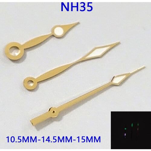 Watch accessories pointer golden white oil filling modified NH35/NH36 automatic movement green luminous 04