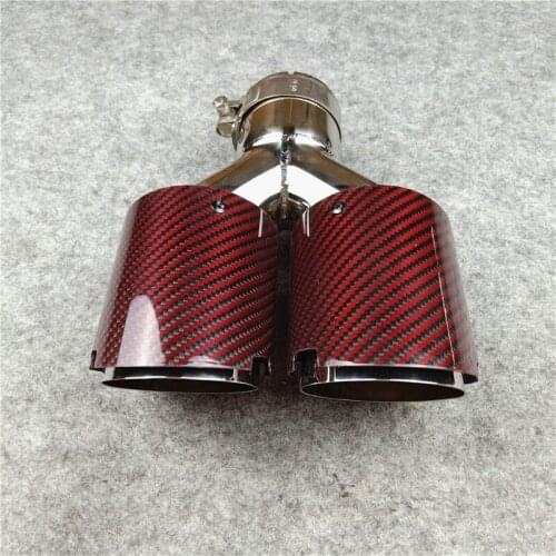 1 Piece Red For Akrapovic Car Exhaust Pipe Manifold Fit For All Cars Carbon Fiber Stainless Steel Muffler Tailpipe Nozzles