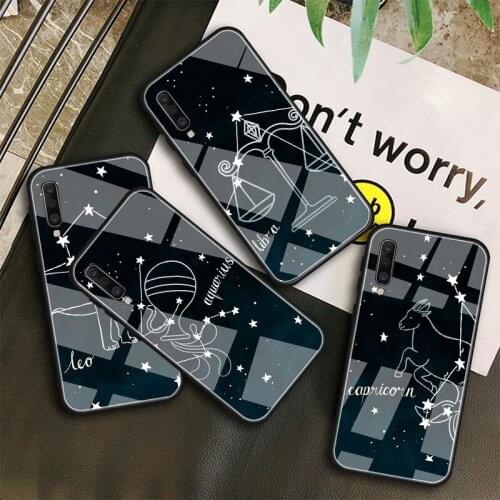 12 constellation Tempered Glass Case For Samsung Galaxy A10S A10E A20S A20E A30S A40 A50S A60 A70 A80 A90 A6 A7 A8 Shell