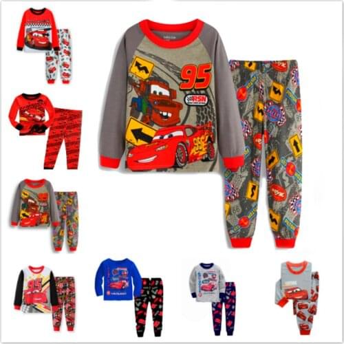 Children pajamas sleepwear Pixar Cars Lightning McQueen Pyjamas Pijamas pajamas sleepwear Cotton Nightwear Clothes Set