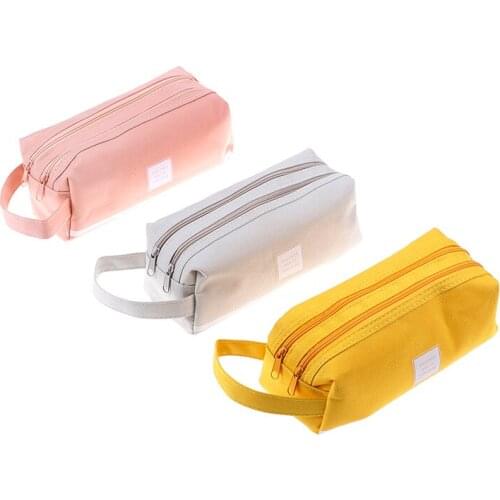 Double Zipper Large Pencil Case Kawaii School Pencilcase Big Pen Box