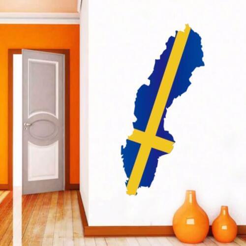 Flag Map of Sweden Wall Vinyl Sticker Custom Home Decoration Decals Wedding Plastic Wallpaper Fashion Poster