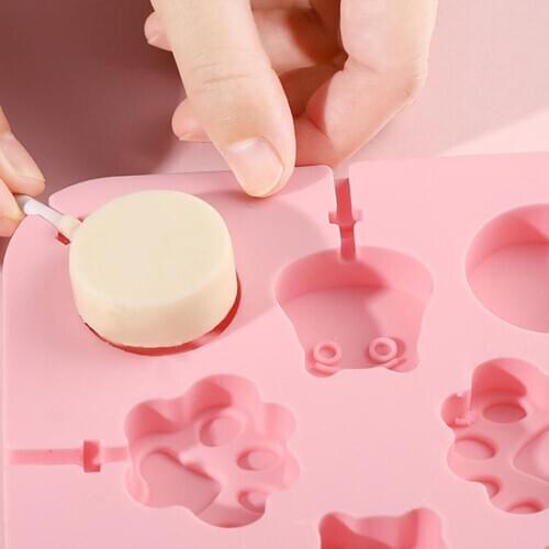 Baking DIY Tool Candy Mold Paper Stick Silicone Chocolate Lollipop Mould Kitchen Cute Cartoon Shape Molds Easy to Demold
