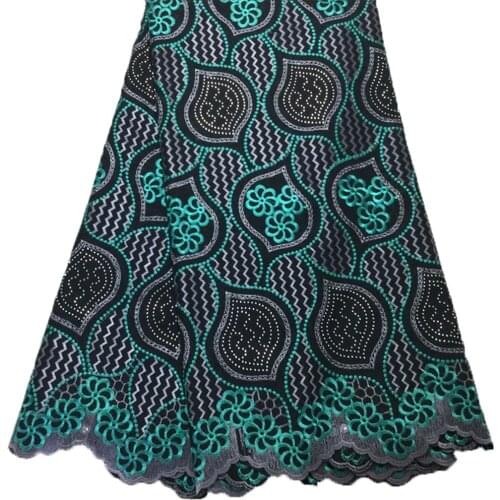 Hot sale african voile lace in switzerland 5yards nigerian lace fabrics VPL11744 latest african laces 2021 cotton lace GREEN