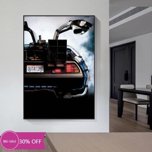Back to the future classic movie time machine car posters and prints modern home decoration pink canvas paintings