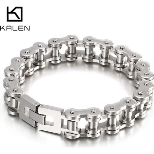 Stainless Steel Biker Chaincla Classic Bracelet Mens Bracelet Link Chain Motorcycle Bicycle Style Bracelets Punk Bangle Jewelry