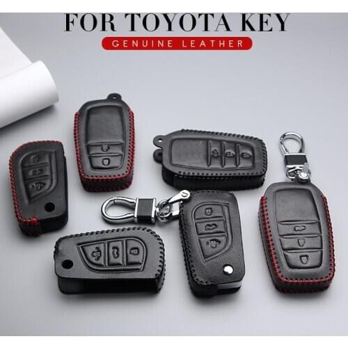 KUKAKEY Genuine Leather Car Key Case Cover Car Styling For Toyota Avensis Corolla Prius Camry RAV4 Yaris Auris Key Bag Holder