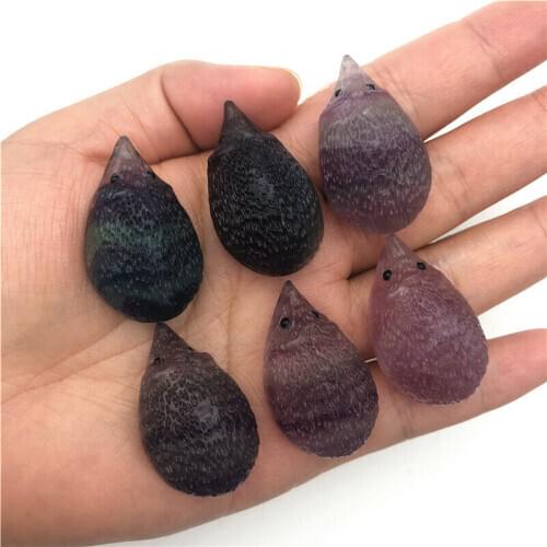 Cute Natural Fluorite Hedgehog Quartz Hand-Carved Crystal Animals Healing Random Natural Quartz Crystals
