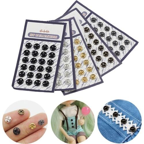 24 Pcs Mini Button Buckle for 1/6 Doll DIY Doll Clothes Metal Buckle Invisible Snap Handmade Doll Clothing Sewing Wholesale