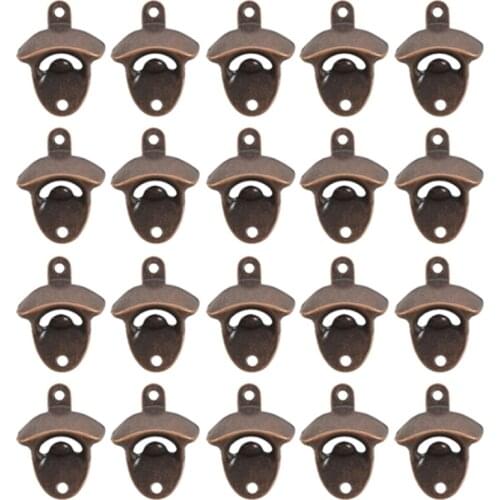 20 Pack Wall Mounted Bottle Opener Rustic Beer Opener Set Vintage Look with Mounting Screws for Kitchen Cafe Bars