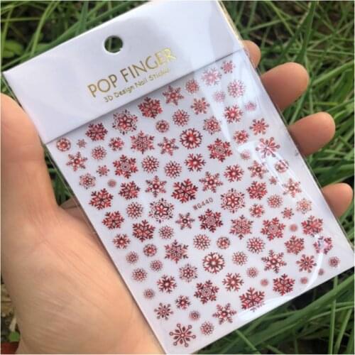 10PCS Winter Laser Colorful Snowflake Nail Sticker Rose Red Gold Blue Rose Red Gold Transfer Adhesive Accessories Sticker